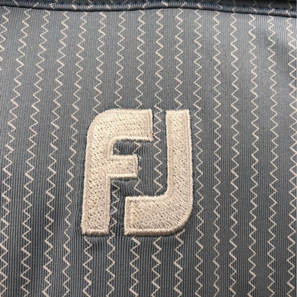 FootJoy Mens Performance Polo Shirt Size 2XL Blue Zigzag Short Sleeve Golf - Picture 10 of 12